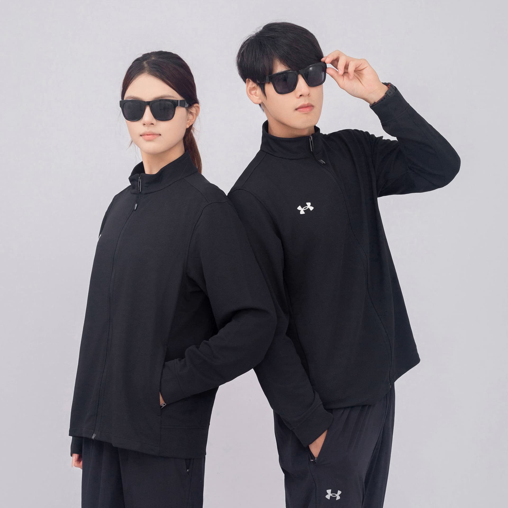 Куртка Under Armour Трикотажная ткань Воротник-стойка Куртка Унисекс Черный - изображение 7