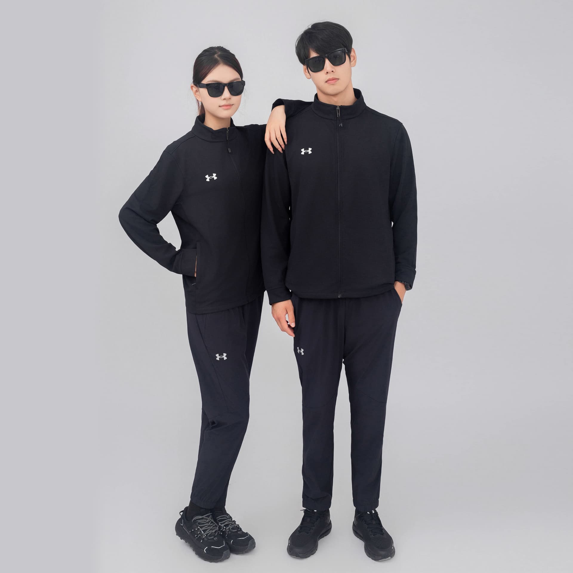 Куртка Under Armour Трикотажная ткань Воротник-стойка Куртка Унисекс Черный - изображение 8