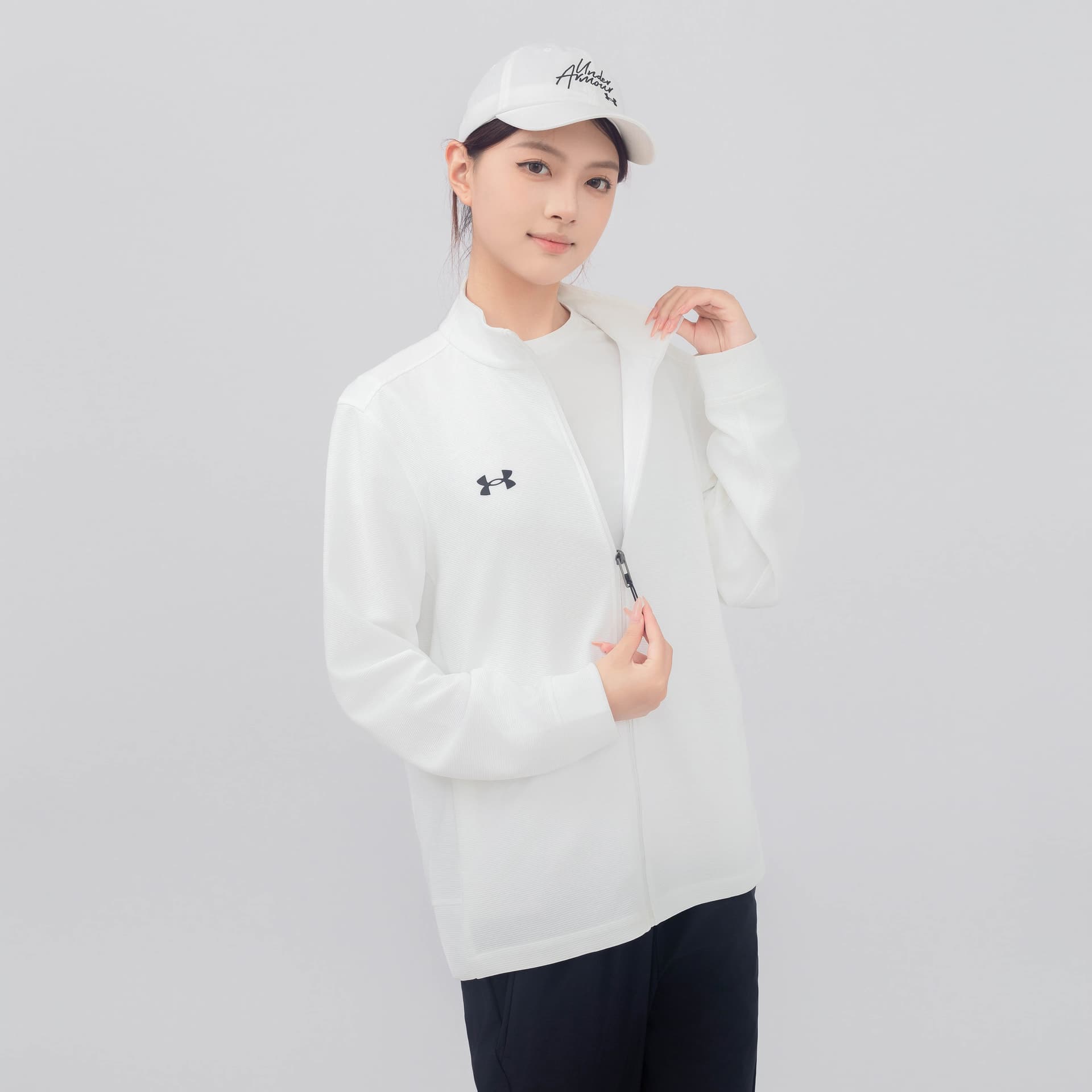 Куртка Under Armour Трикотажная ткань Воротник-стойка Куртка Унисекс Белый - изображение 6