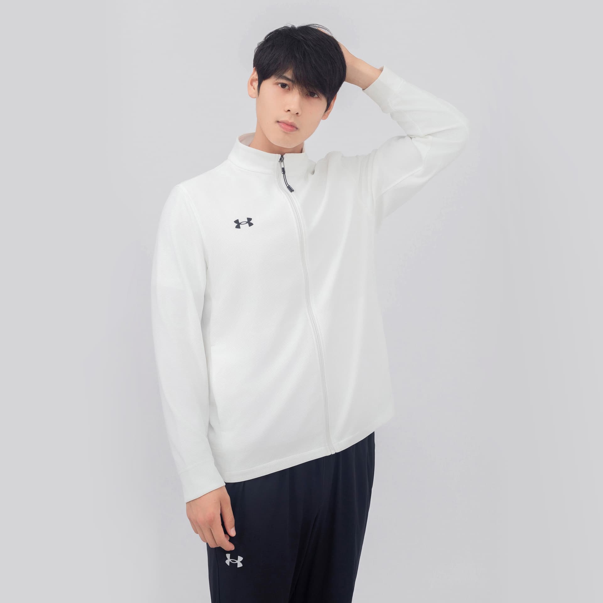 Куртка Under Armour Трикотажная ткань Воротник-стойка Куртка Унисекс Белый - изображение 3
