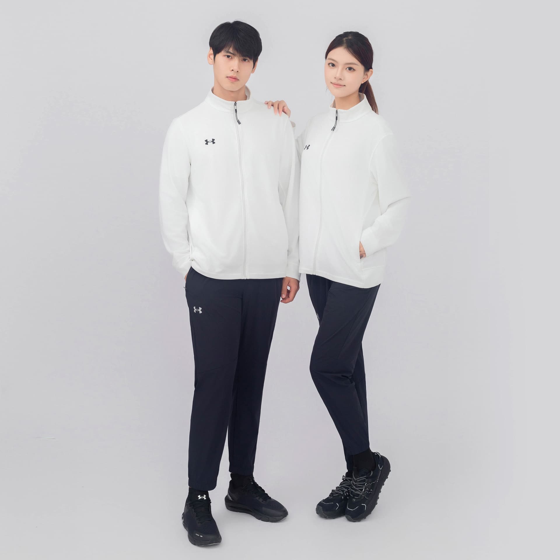 Куртка Under Armour Трикотажная ткань Воротник-стойка Куртка Унисекс Белый - изображение 8