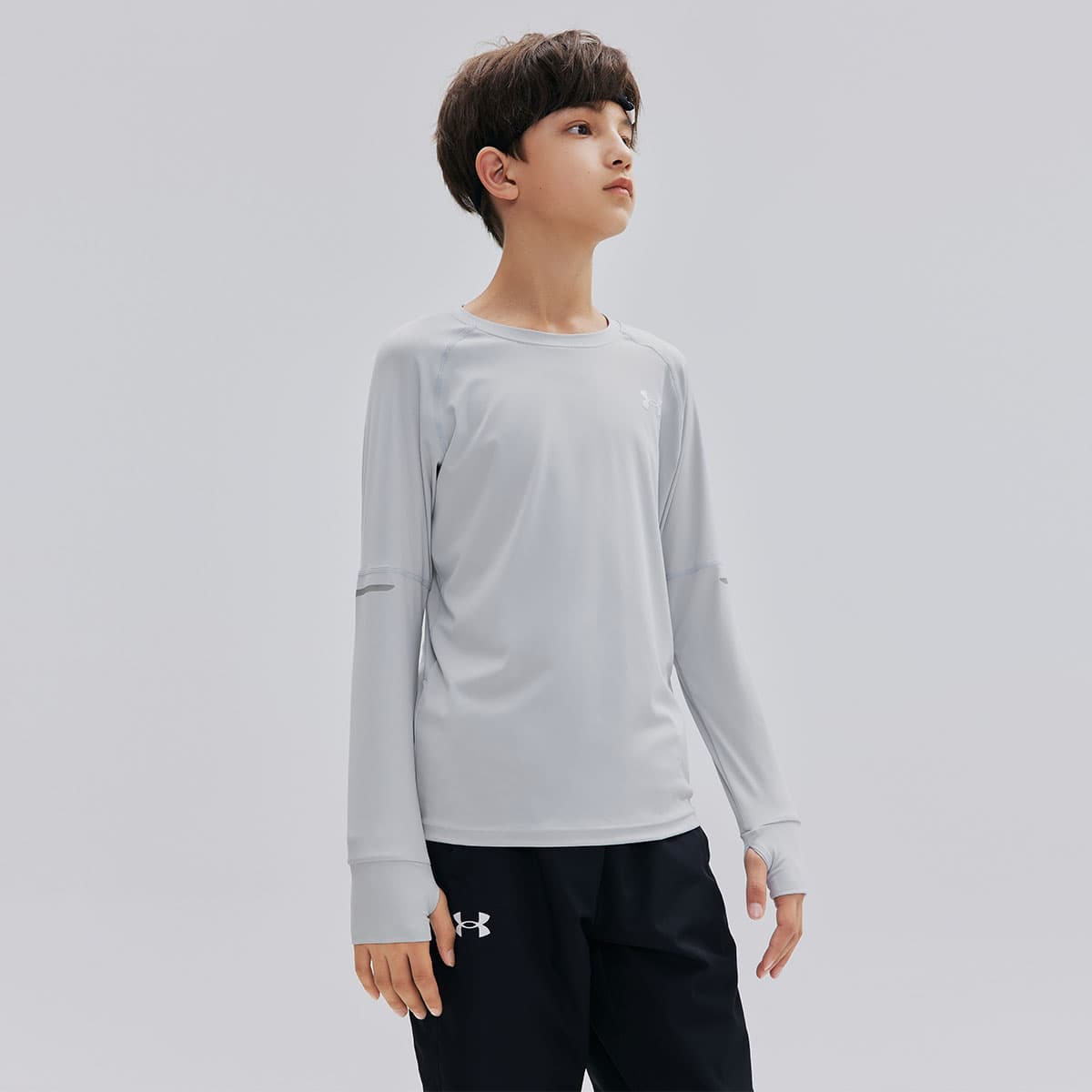 Under Armour Light Gray Детский Быстросохнущая T-Рубашка - изображение 3