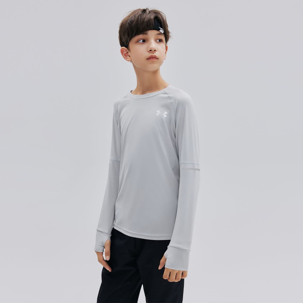 Under Armour Light Gray Детский Быстросохнущая T-Рубашка - изображение 2