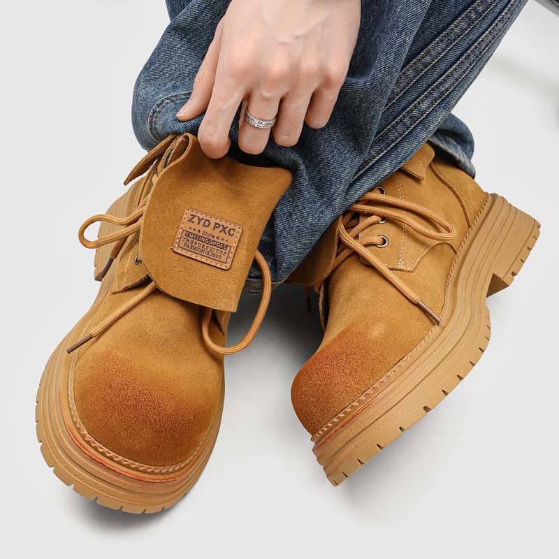 Ботинки ATONGMU Армейские ботинки High Top Желтые Мужские - изображение 6