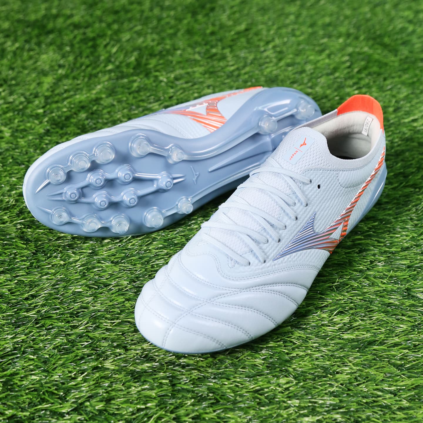 Кроссовки для футбола Mizuno MORELIA NEO V β Футбольные бутсы Низкий Топ Серый Синий Оранжевый Унисекс - изображение 5