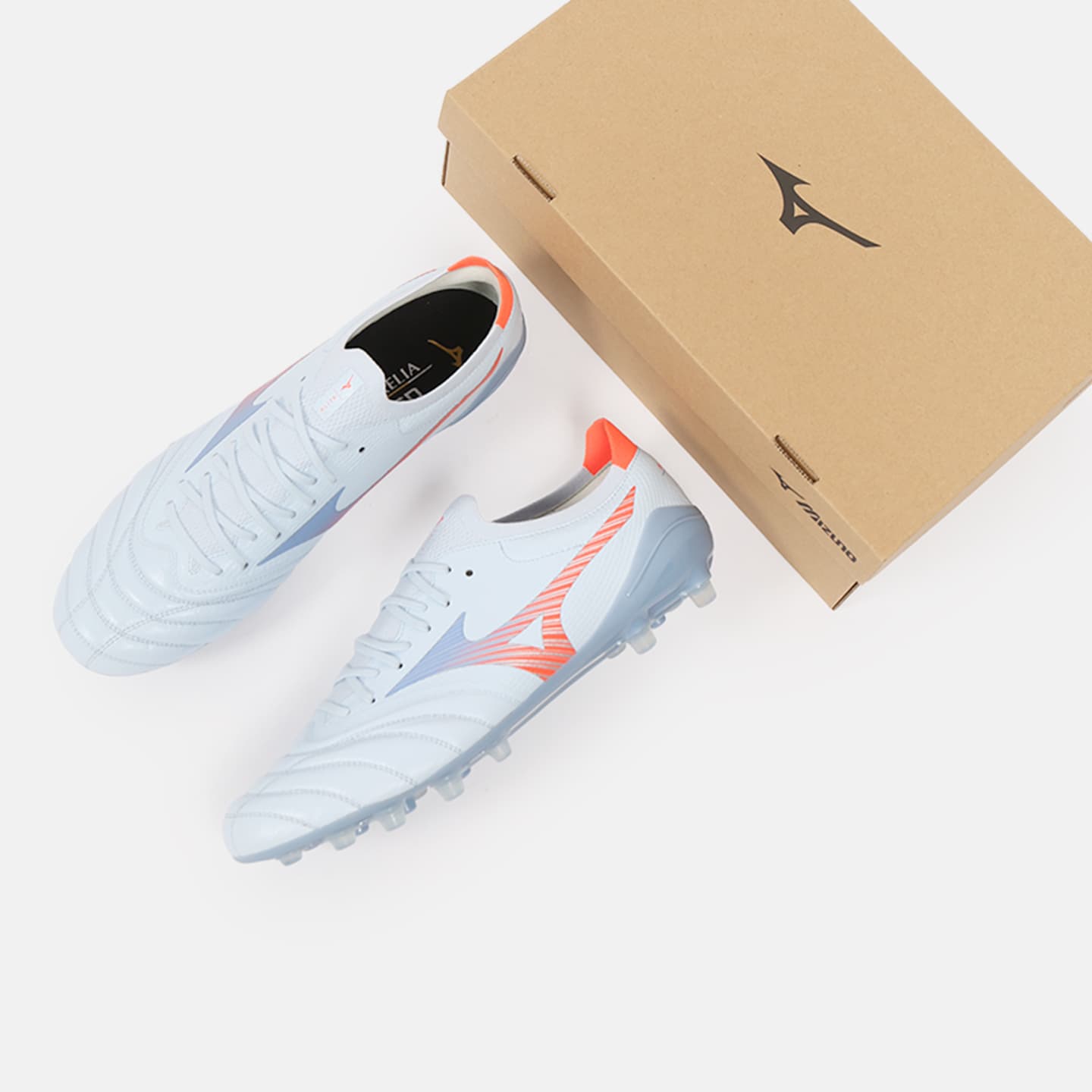 Кроссовки для футбола Mizuno MORELIA NEO V β Футбольные бутсы Низкие Серо-голубой Оранжевый Унисекс - изображение 4