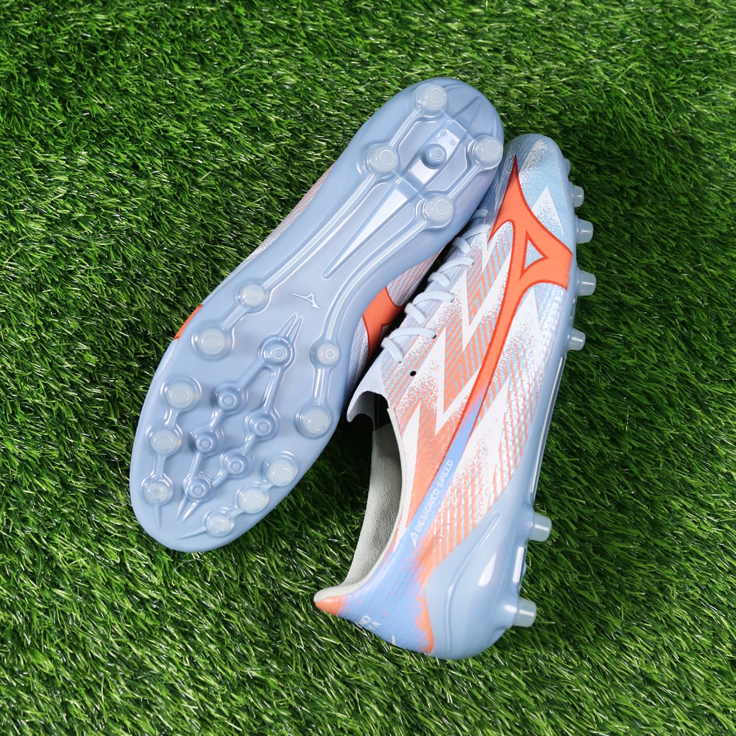 Кроссовки для футбола Mizuno Α III Футбольные бутсы Низкий Топ Серый Синий Оранжевый Белый Унисекс - изображение 8