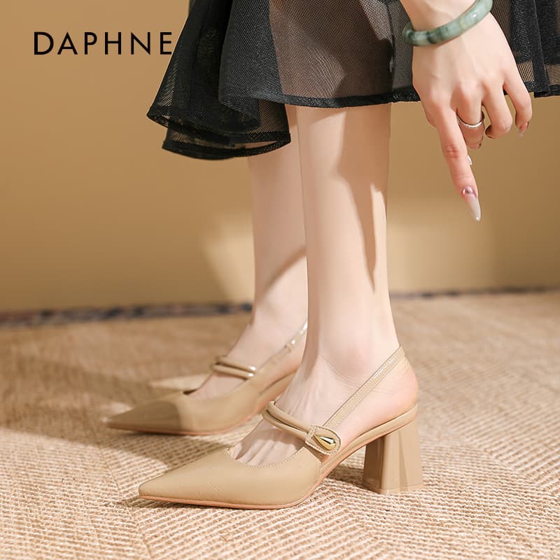 Шлёпанцы Daphne ПУ (полиуретан) Одиночные Шнуровые Сандалии Высокий Каблук Женские - изображение 2