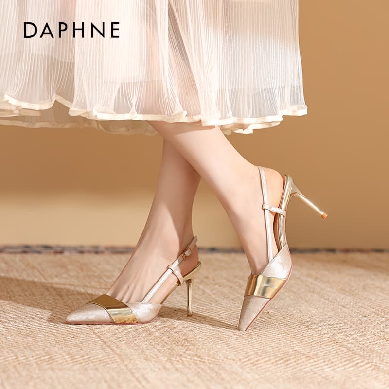 Шлёпанцы DAPHNE Синтетическая кожа текстиль Одиночная СANDAL с высоким каблуком Женские - изображение 3
