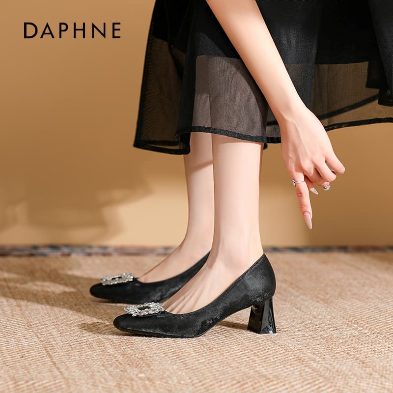 Туфли DAPHNE Ткань Квадратный каблук Высокие каблуки Женские - изображение 3