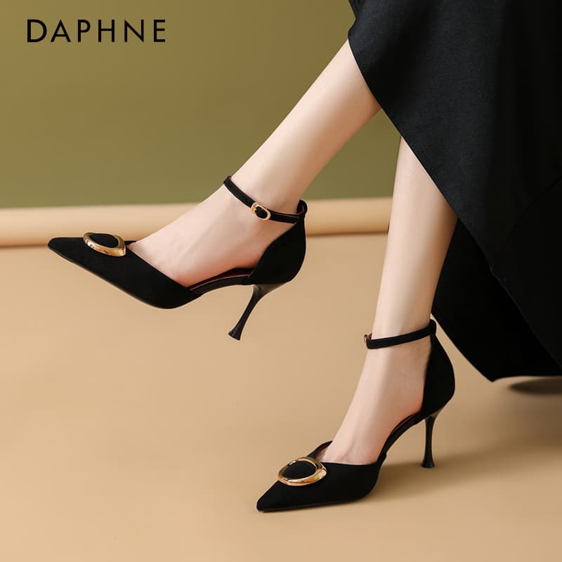 Шлёпанцы DAPHNE Женские туфли с узким каблуком, премиум, закрытый носок, натуральная кожа, сандалии, высокий каблук - изображение 2