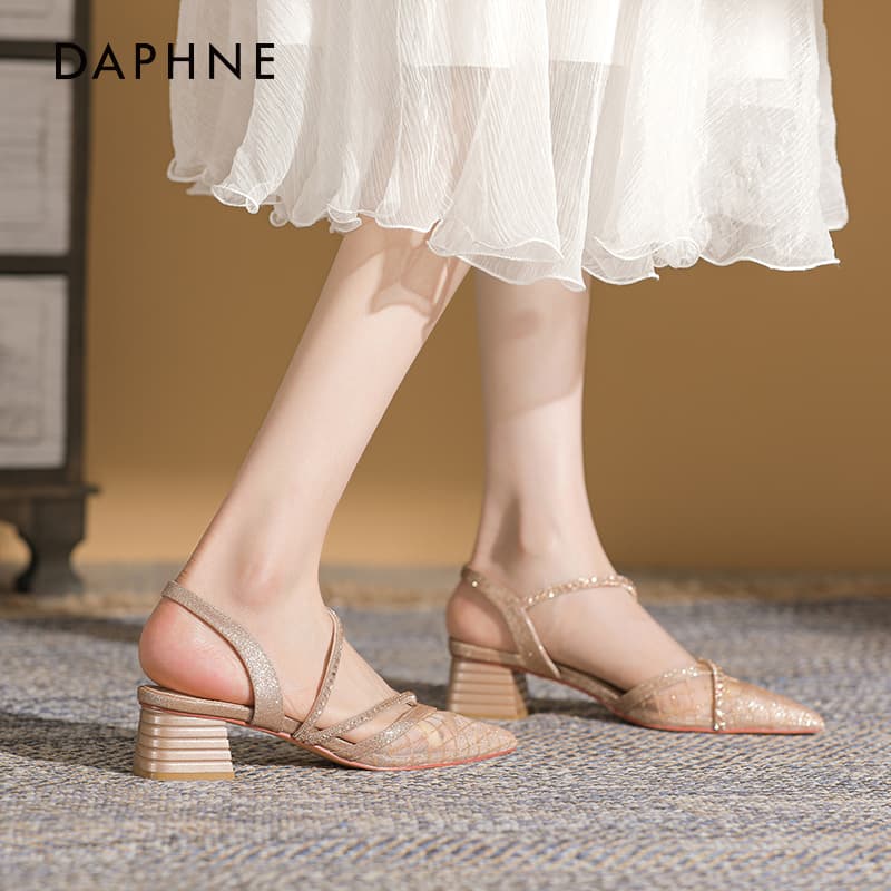 Туфли DAPHNE Ткань Квадратный каблук Высокие каблуки Женские - изображение 3