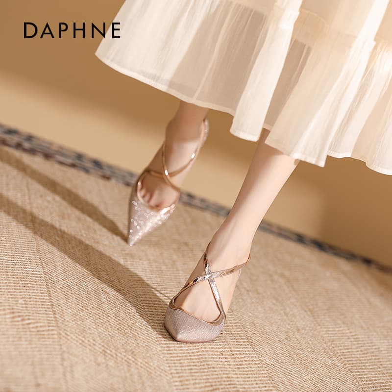 Шлёпанцы DAPHNE One Шнуровые Сандалии Высокого Каблука Женские - изображение 3