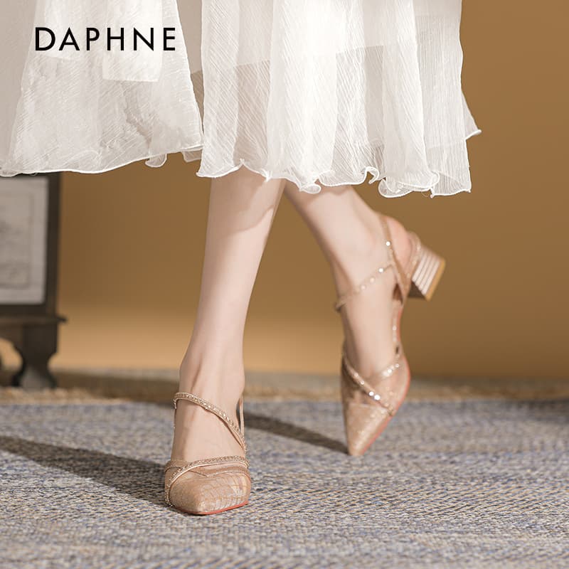 Туфли DAPHNE Ткань Квадратный каблук Высокие каблуки Женские - изображение 2