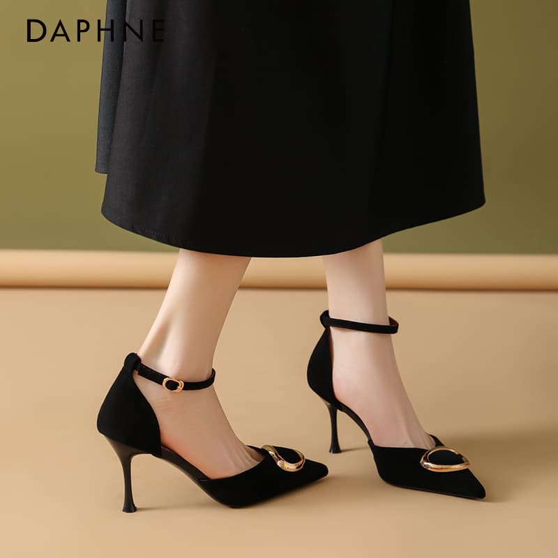 Шлёпанцы DAPHNE Женские туфли с узким каблуком, премиум, закрытый носок, натуральная кожа, сандалии, высокий каблук - изображение 3