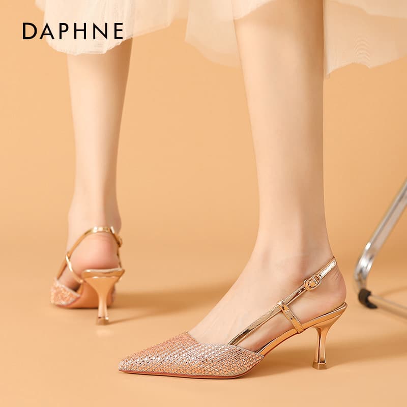 Шлёпанцы DAPHNE ПУ (полиуретан) Синтетическая кожа Одиночные Шнуровые Сандалии Высокий каблук Женские - изображение 2