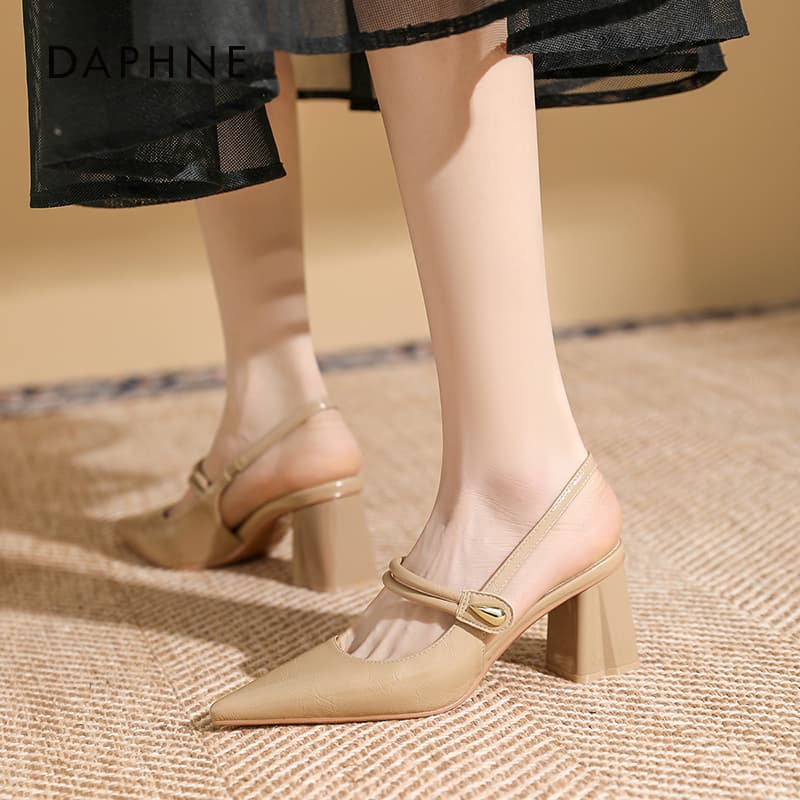 Шлёпанцы Daphne ПУ (полиуретан) Одиночные Шнуровые Сандалии Высокий Каблук Женские - изображение 3