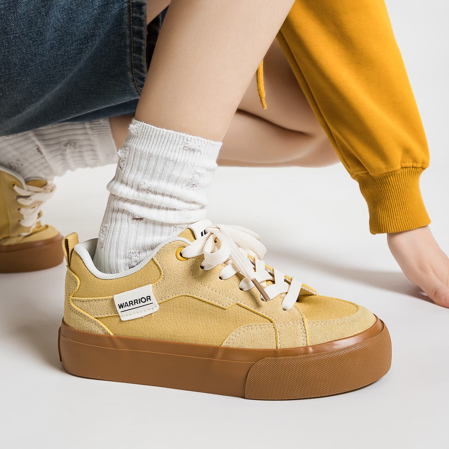 Кроссовки Warrior Low Топ Скейтборд Кроссовки Женские Желтые - изображение 2