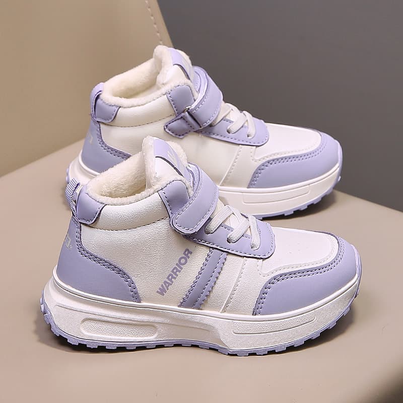 Кроссовки Warrior Детская повседневная обувь High Top Бежево-фиолетовый С флисовой подкладкой KIDS - изображение 4
