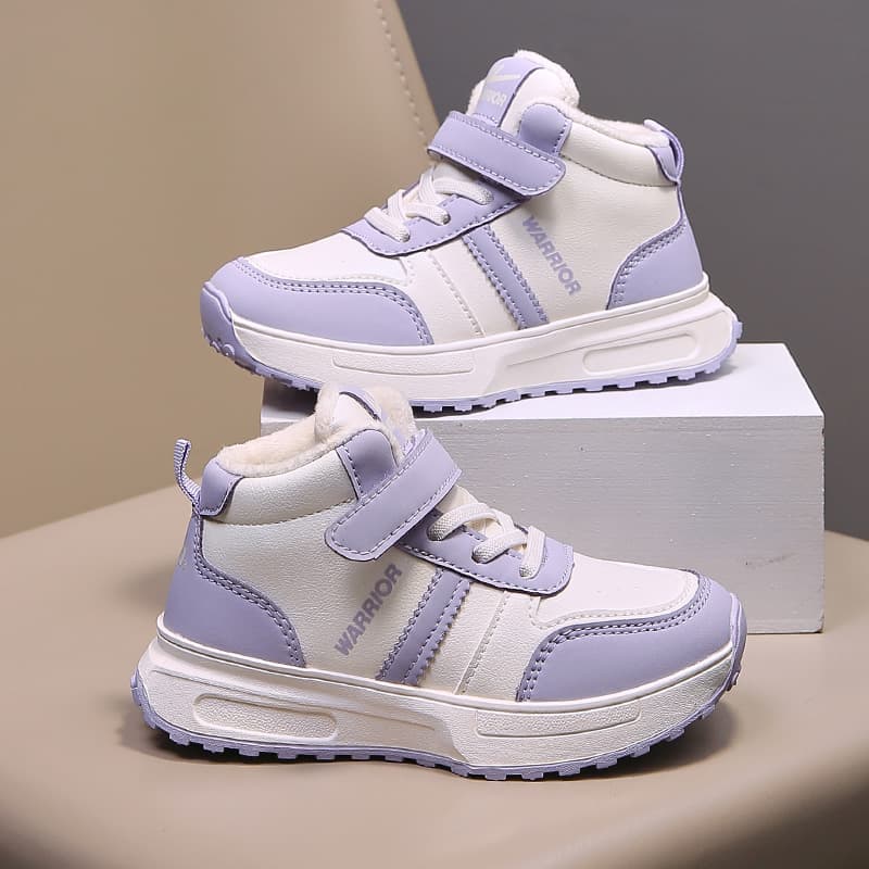 Кроссовки Warrior Детская повседневная обувь High Top Бежево-фиолетовый С флисовой подкладкой KIDS - изображение 6