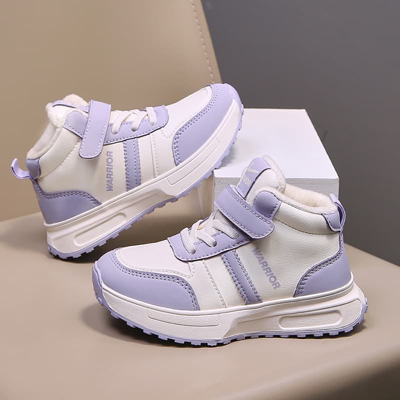Кроссовки Warrior Детская повседневная обувь High Top Бежево-фиолетовый С флисовой подкладкой KIDS - изображение 5