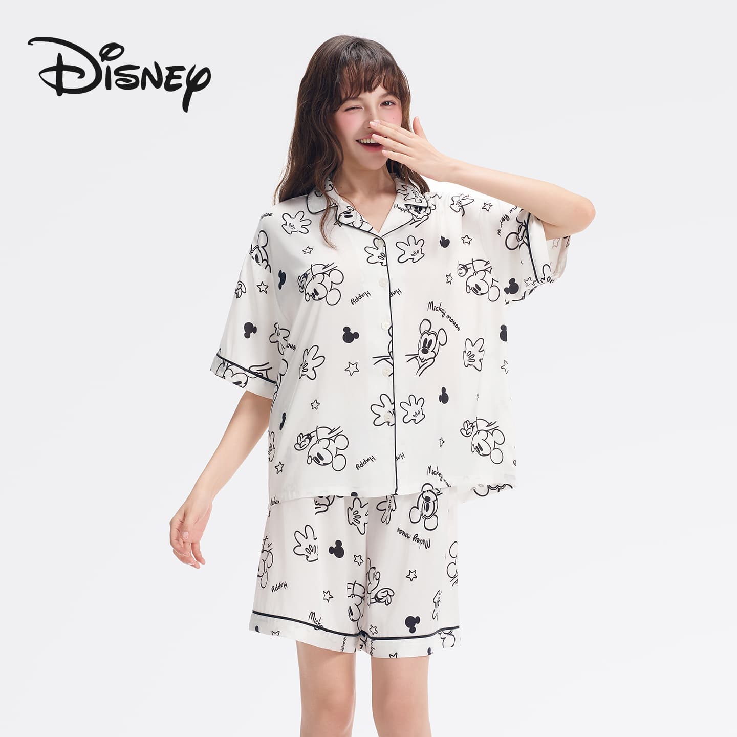Пижама Disney Mickey SERIES Микки маус Граффити Кардиган Набор волшебных цветов Женские Пижамные комплекты - изображение 1
