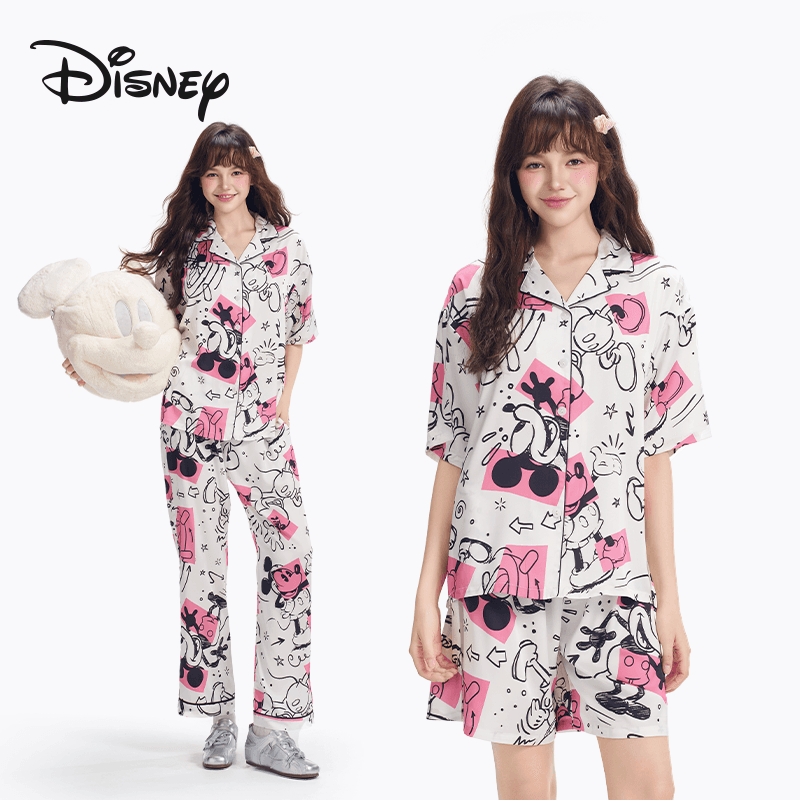 Пижама Disney Mickey SERIES Детская непосредственность Микки маус Трёхкомпонентный комплект волшебных цветов Женские пижамные комплекты - изображение 1