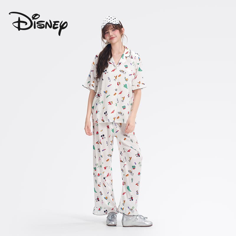 Пижама Disney Mickey SERIES Лето Микки маус Фрукты Набор волшебных цветов Женские Пижамные комплекты - изображение 1