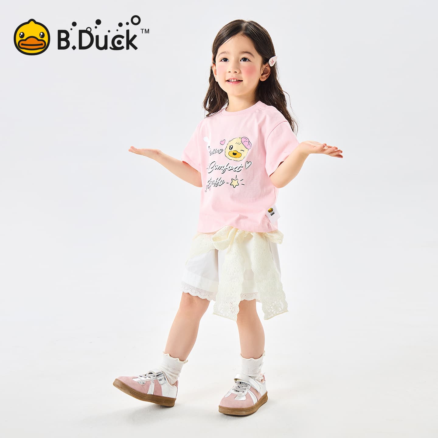 Футболка B.Duck Круглый вырез Короткий рукав T-рубашки Разборный обруч И Лето Подростки - изображение 8
