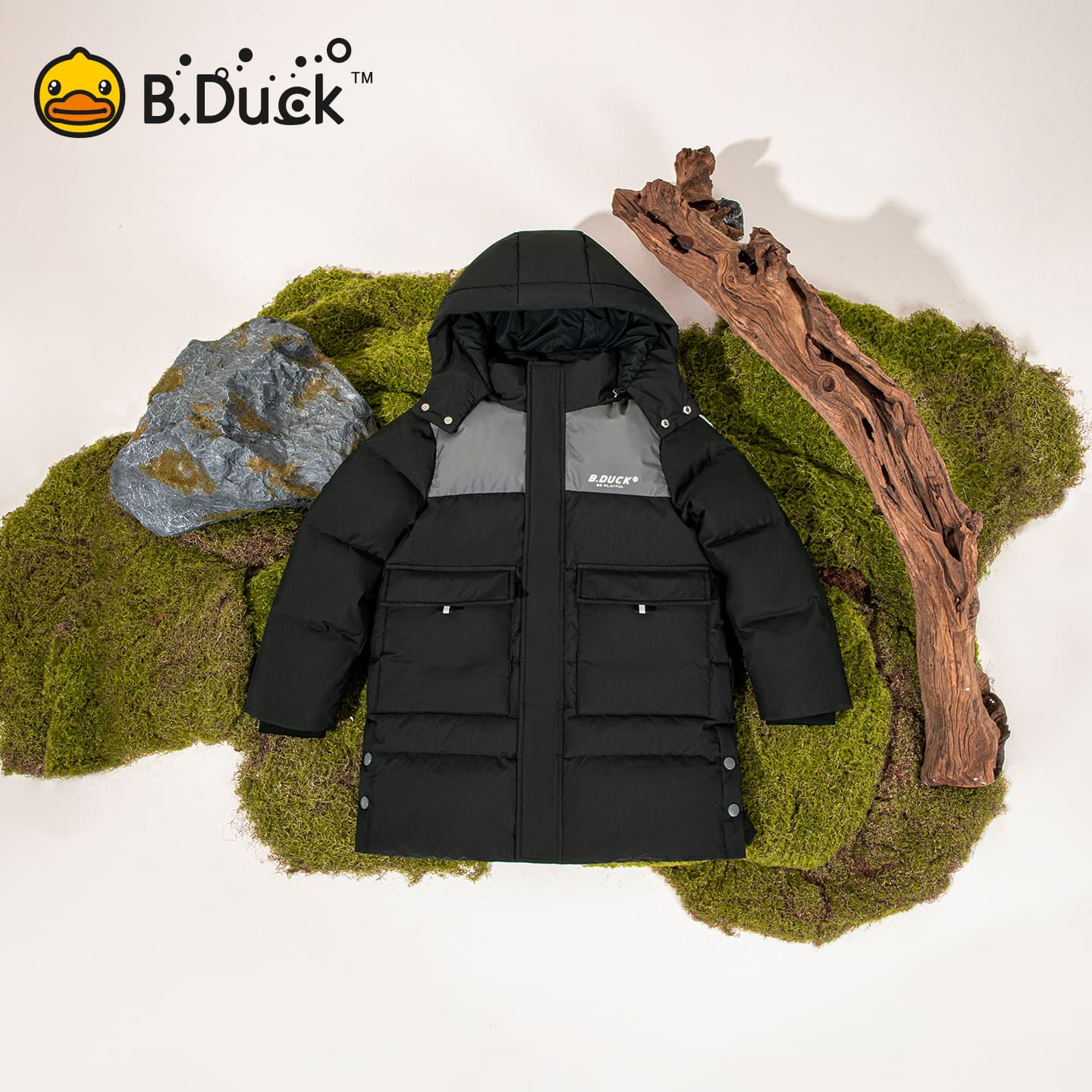 B.Duck Черный Серый Kids Пуховики - изображение 5