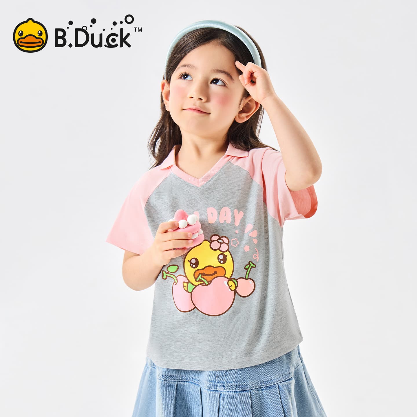 Футболка B.Duck Круглый вырез Короткий рукав T-рубашки Разборный обруч И Лето Подростки - изображение 3