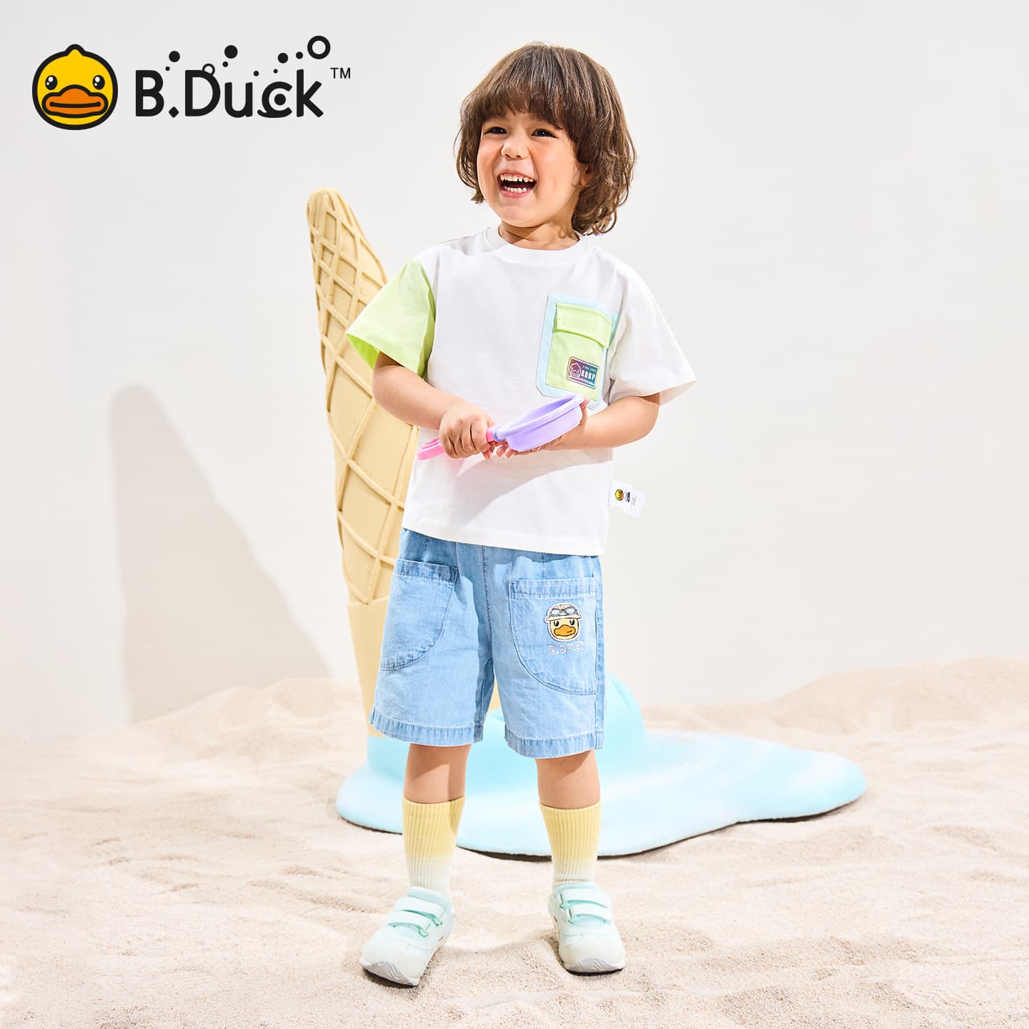 Футболка B.Duck Круглый вырез Короткий рукав T-рубашки Разборный обруч И Лето Подростки - изображение 8