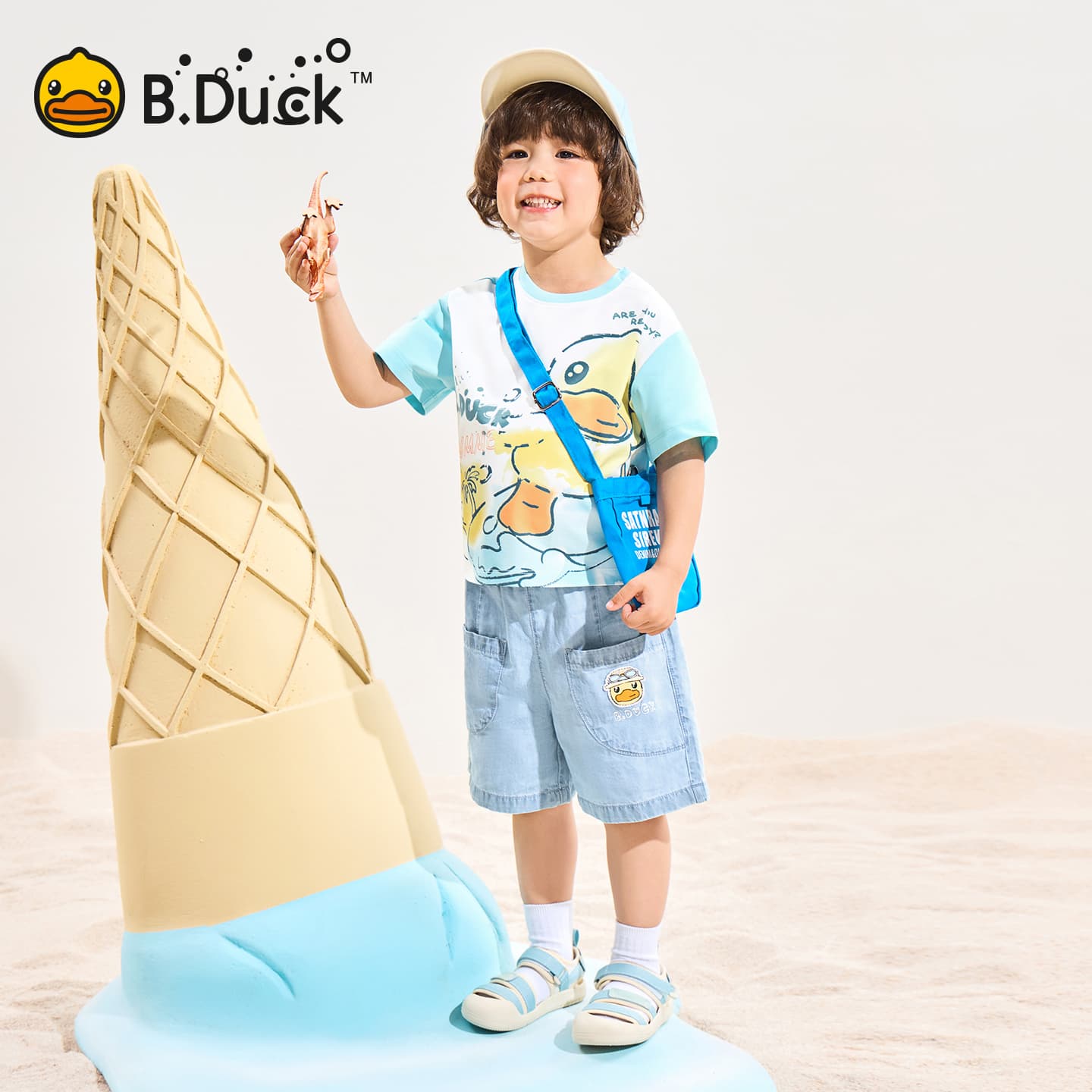 Футболка B.Duck Круглый вырез Короткий рукав T-рубашки Разборный обруч И Лето Подростки - изображение 8
