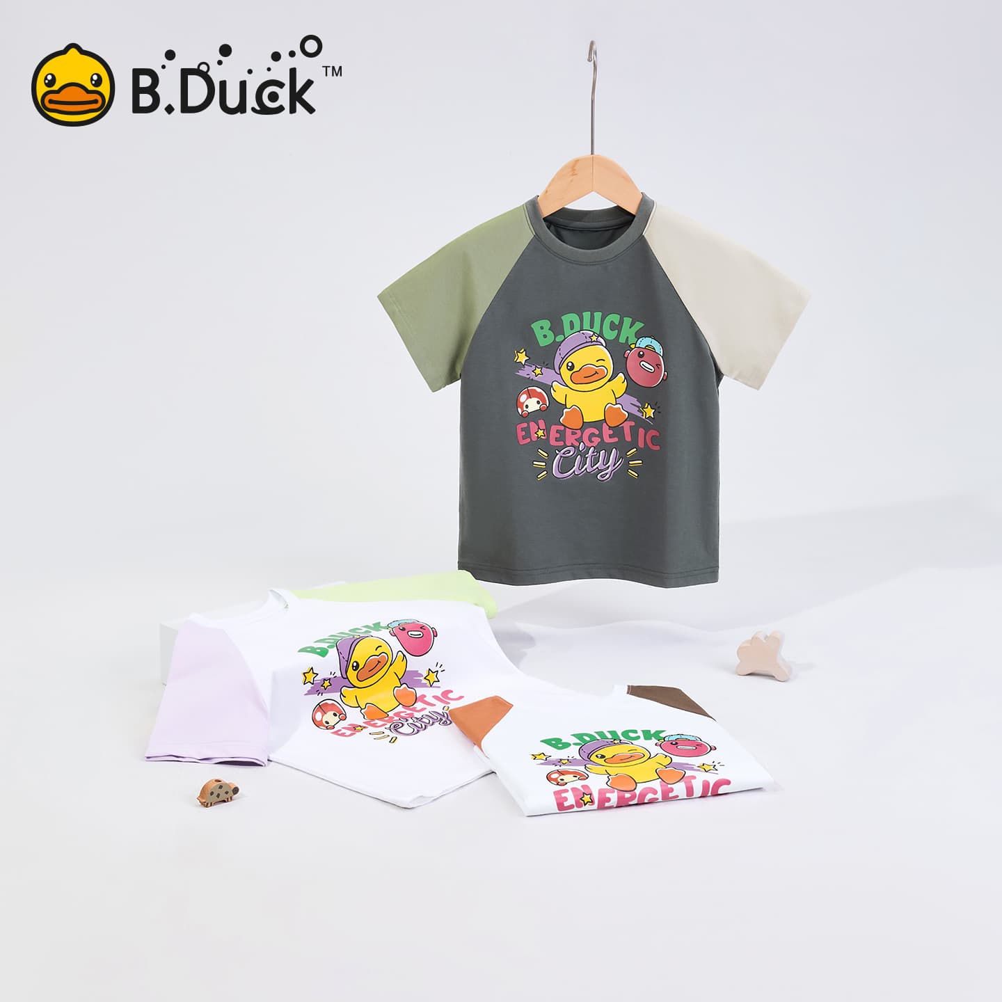 Футболка B.Duck Круглый вырез Короткий рукав T-рубашки Разборный обруч И Лето Подростки - изображение 4