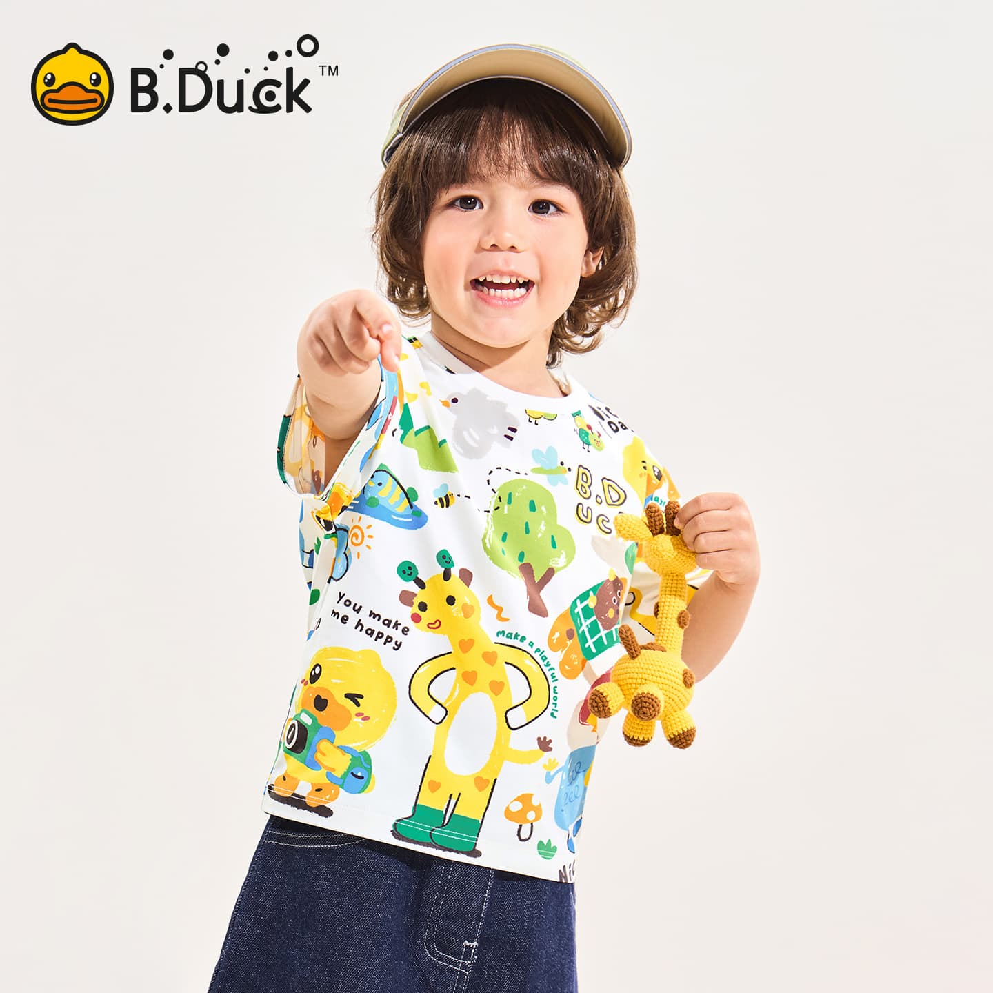 Футболка B.Duck Круглый вырез Короткий рукав Т-рубашки Весенний Осенний Сезон Подростки - изображение 3