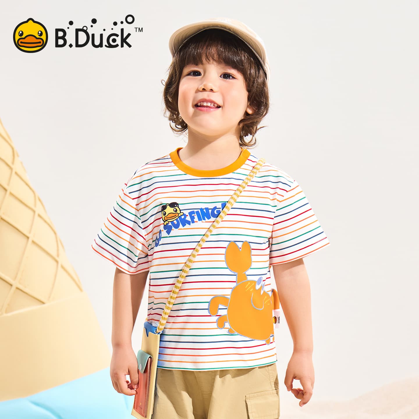 Футболка B.Duck Круглый вырез Короткий рукав T-рубашки Разборный обруч И Лето Подростки - изображение 3