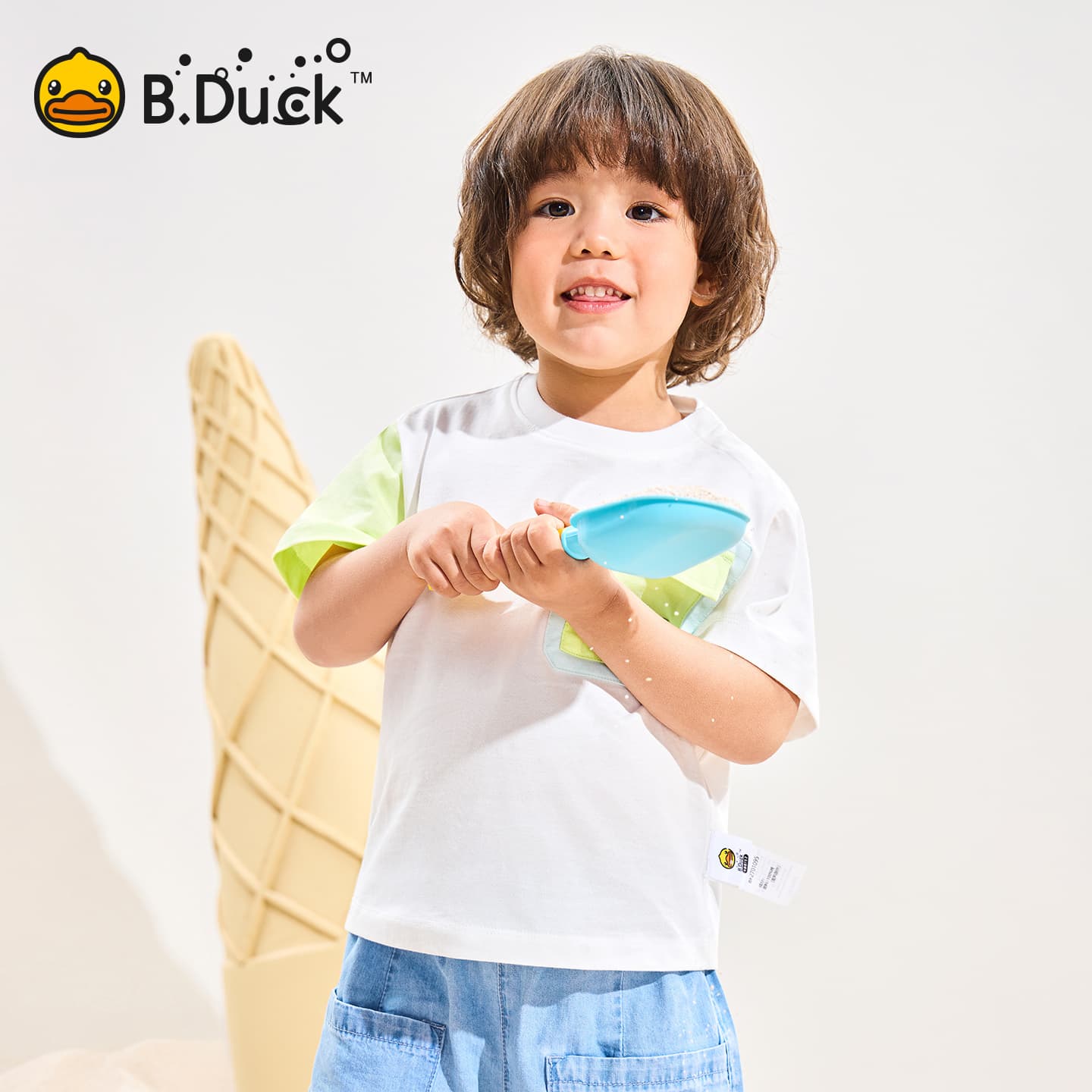 Футболка B.Duck Круглый вырез Короткий рукав T-рубашки Разборный обруч И Лето Подростки - изображение 5