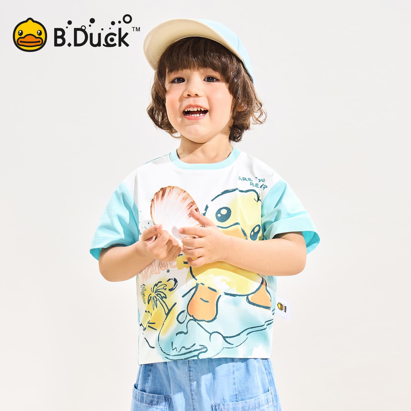 Футболка B.Duck Круглый вырез Короткий рукав T-рубашки Разборный обруч И Лето Подростки - изображение 3