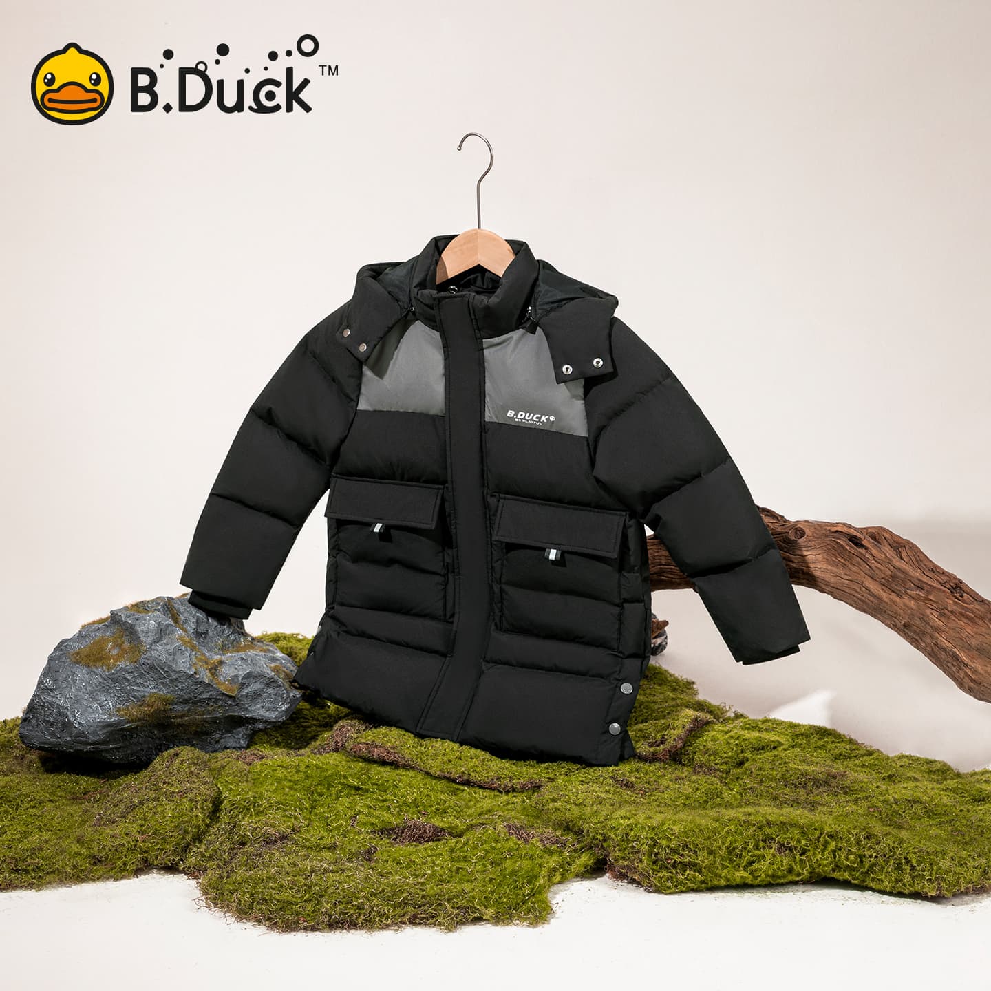 B.Duck Черный Серый Kids Пуховики - изображение 4
