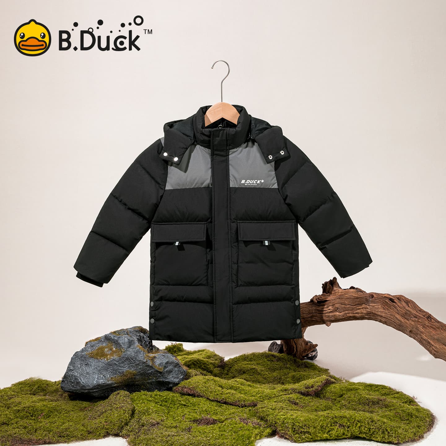 B.Duck Черный Серый Kids Пуховики - изображение 3