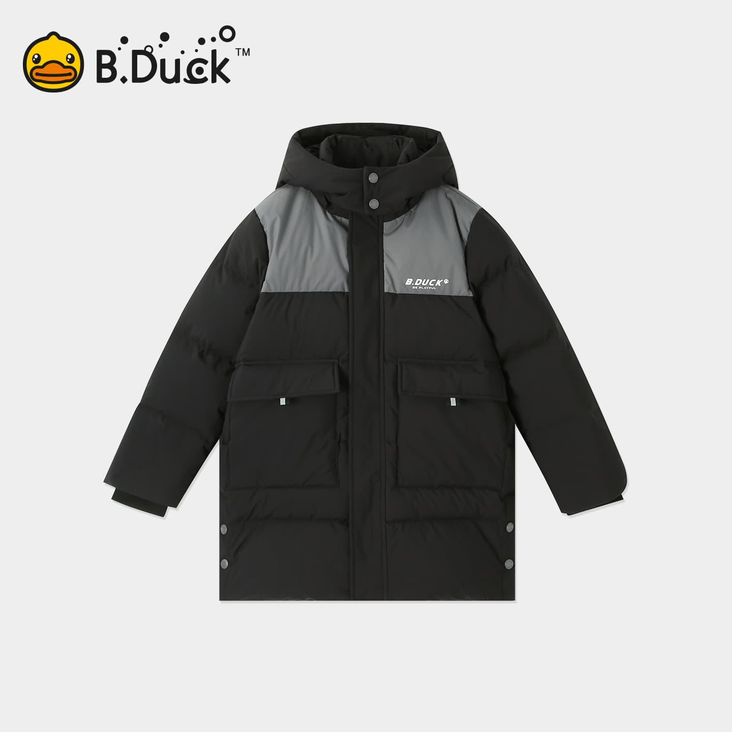 B.Duck Черный Серый Kids Пуховики - изображение 6