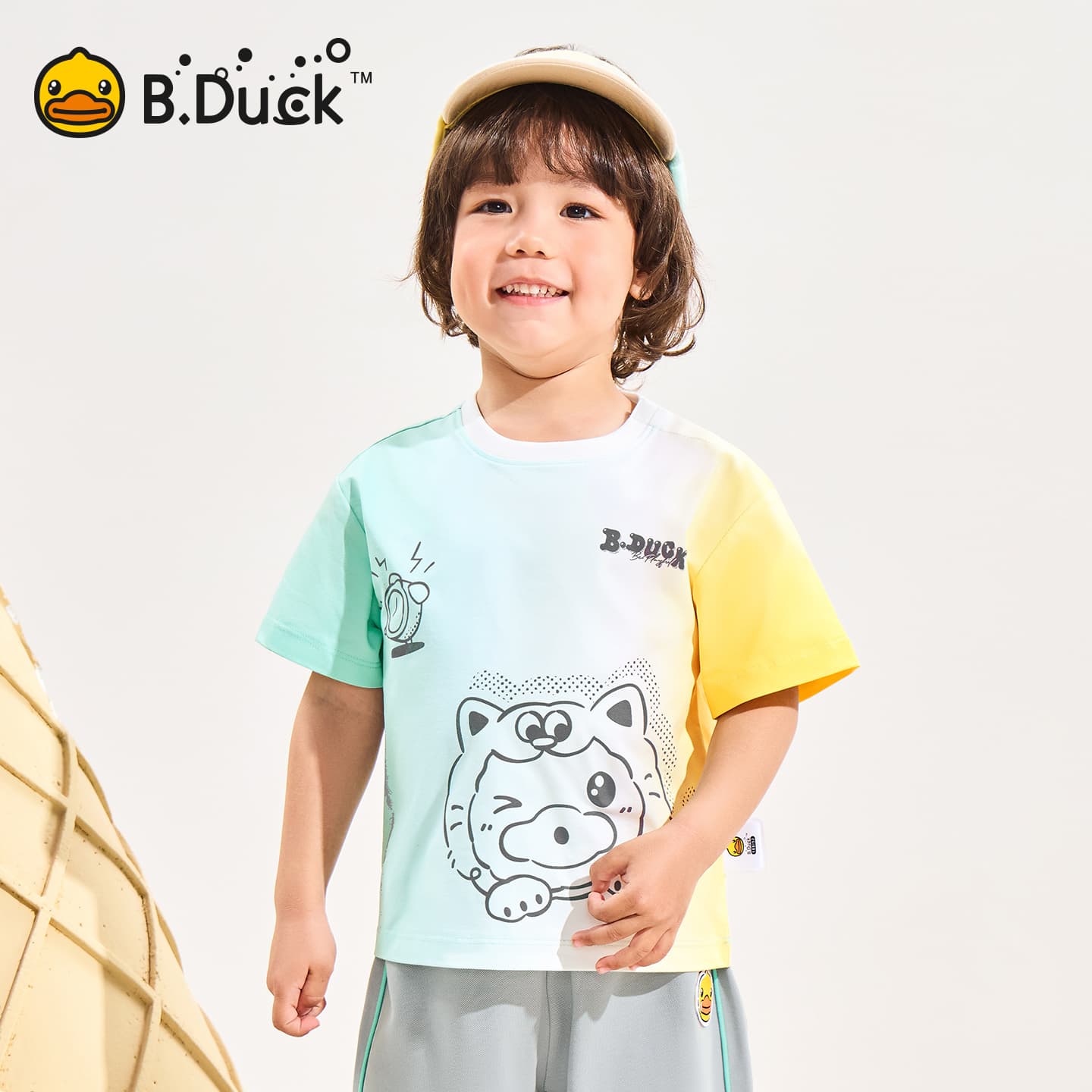 Футболка B.Duck Круглый вырез Короткий рукав T-рубашки Разборный обруч И Лето Подростки - изображение 4
