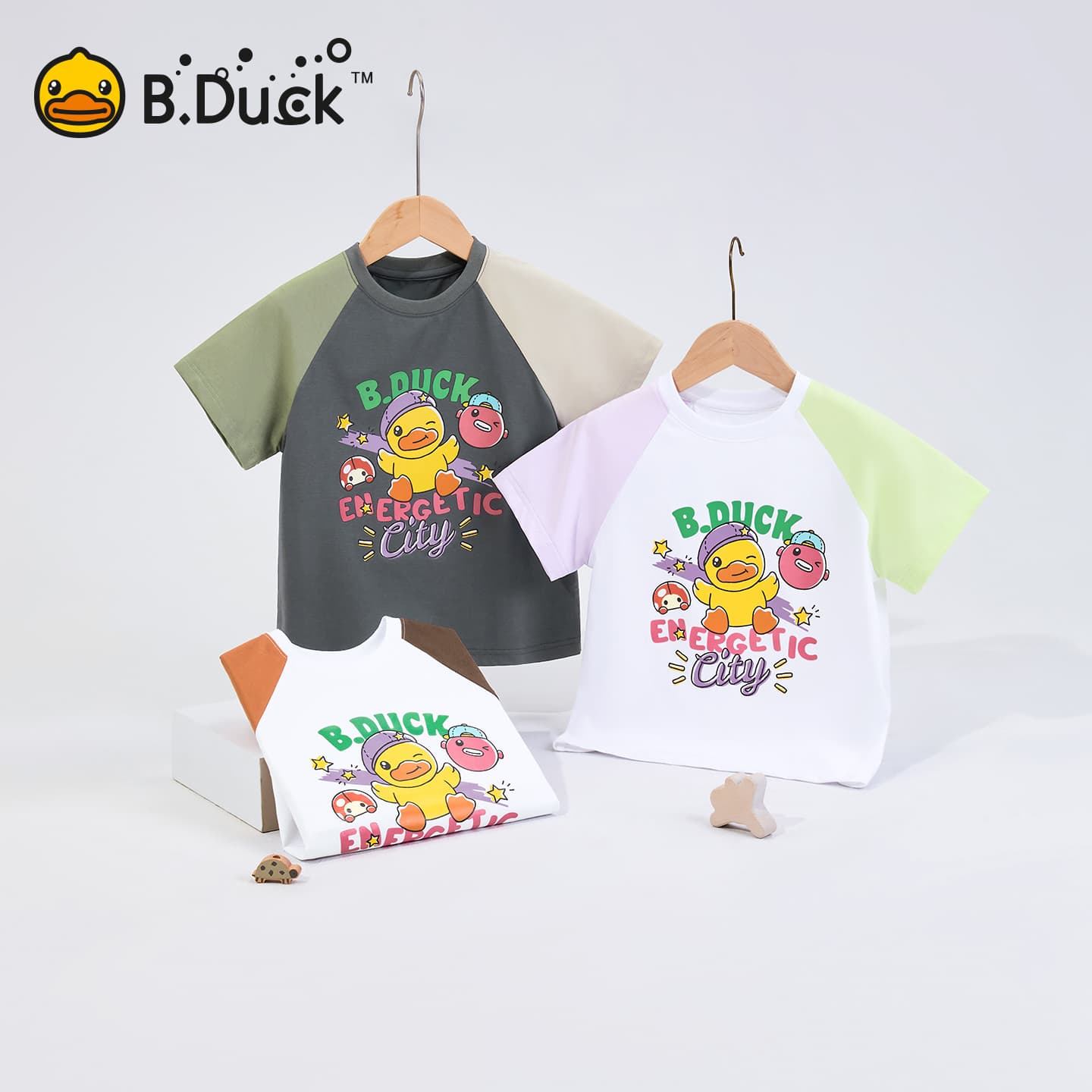 Футболка B.Duck Круглый вырез Короткий рукав T-рубашки Разборный обруч И Лето Подростки - изображение 3