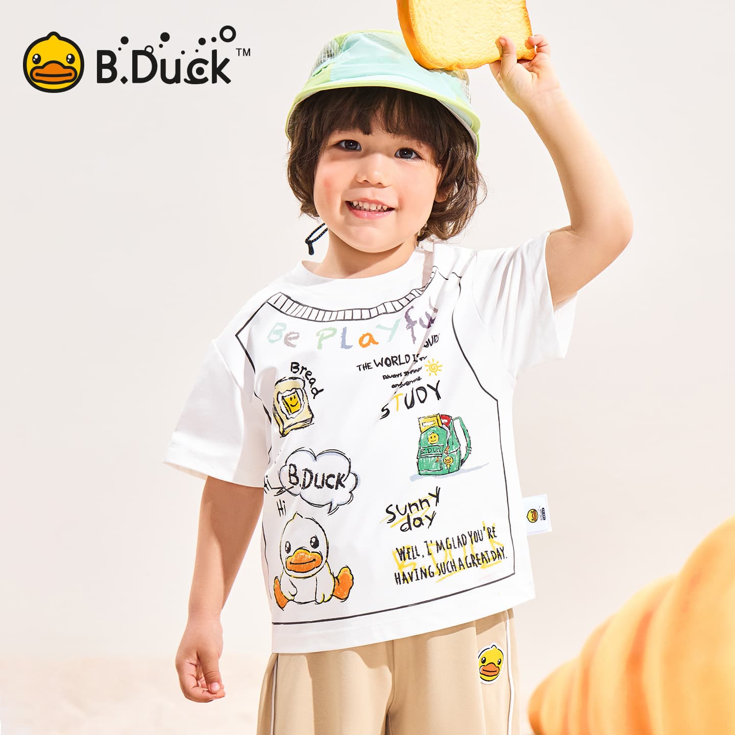Футболка B.Duck Круглый вырез Короткий рукав T-рубашки Разборный обруч И Лето Подростки - изображение 4