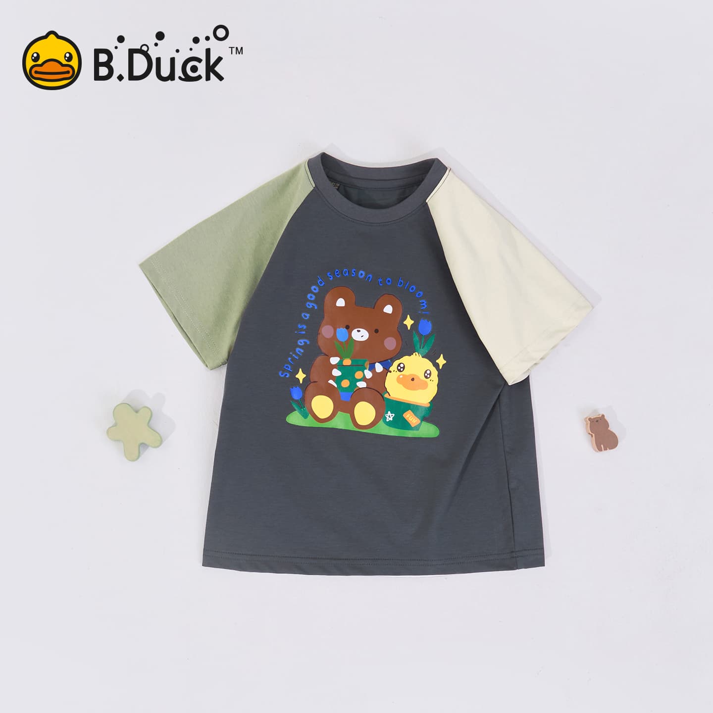 Футболка B.Duck Круглый вырез Короткий рукав T-рубашки Разборный обруч И Лето Подростки - изображение 5