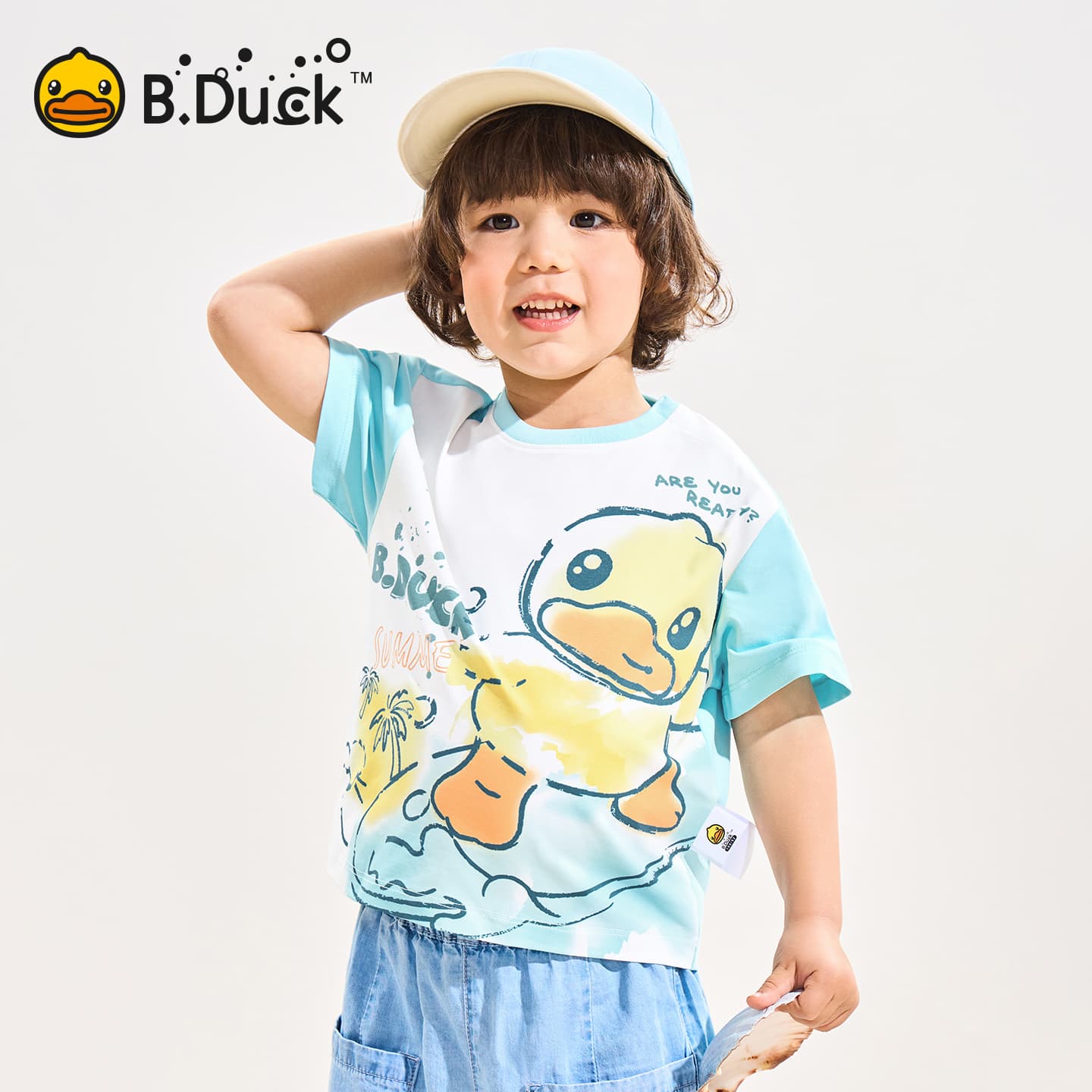 Футболка B.Duck Круглый вырез Короткий рукав T-рубашки Разборный обруч И Лето Подростки - изображение 4