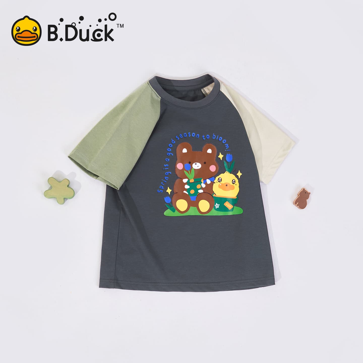 Футболка B.Duck Круглый вырез Короткий рукав T-рубашки Разборный обруч И Лето Подростки - изображение 4