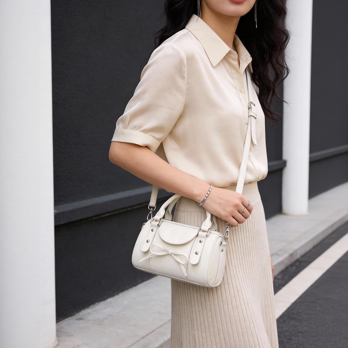 Сумка DoraemonA Artificial Leather One Shoulder Bag Женская Кофейно-Коричневая Белая - изображение 14