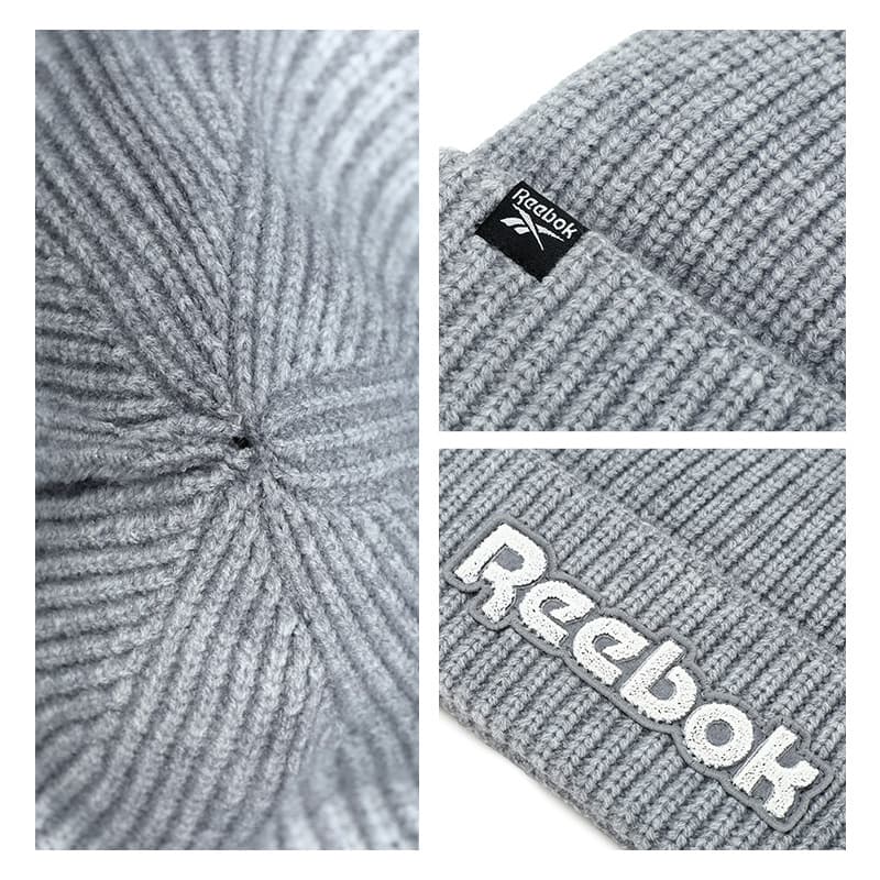 Шапка Reebok Акриловые шапки-бини унисекс бордовый премиум серый - изображение 4