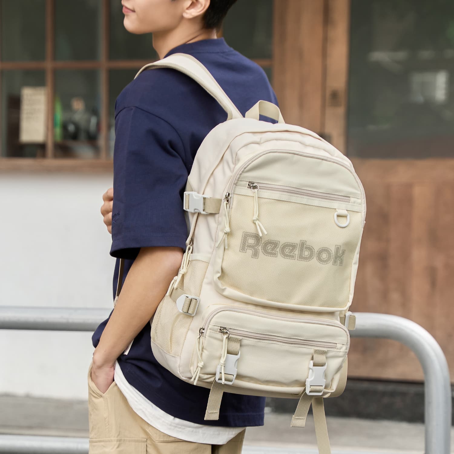 Рюкзак REEBOK Ткань Рюкзак Унисекс Полночный Черный Светлый Хаки - изображение 5